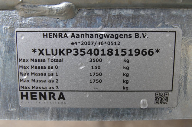Productfoto Henra 3 zijdige kipper 3500kg KP354018 2 asser (401x185cm)