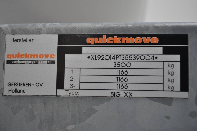 Productfoto Quickmove Big XX wit met zijklep gesloten aanhangwagen (550x215x233cm)