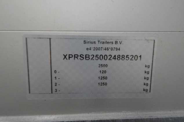 Productfoto Sirius G375 gesloten aanhanger (371x171x190) 2500kg 